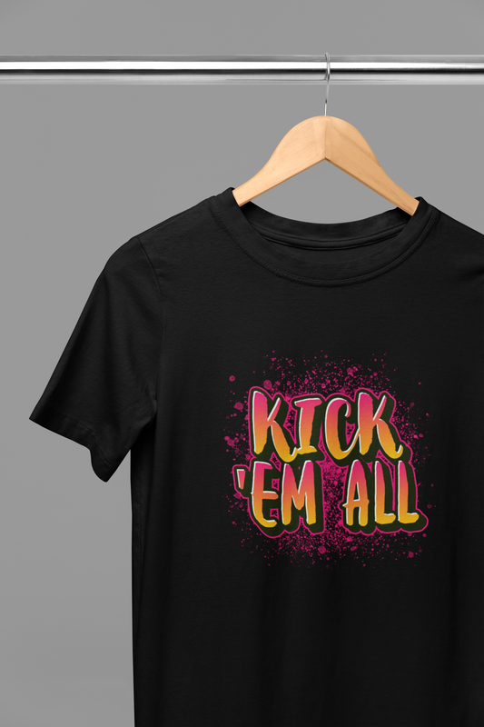Dominate the Game – KICK THEM ALL Black premium tshirt