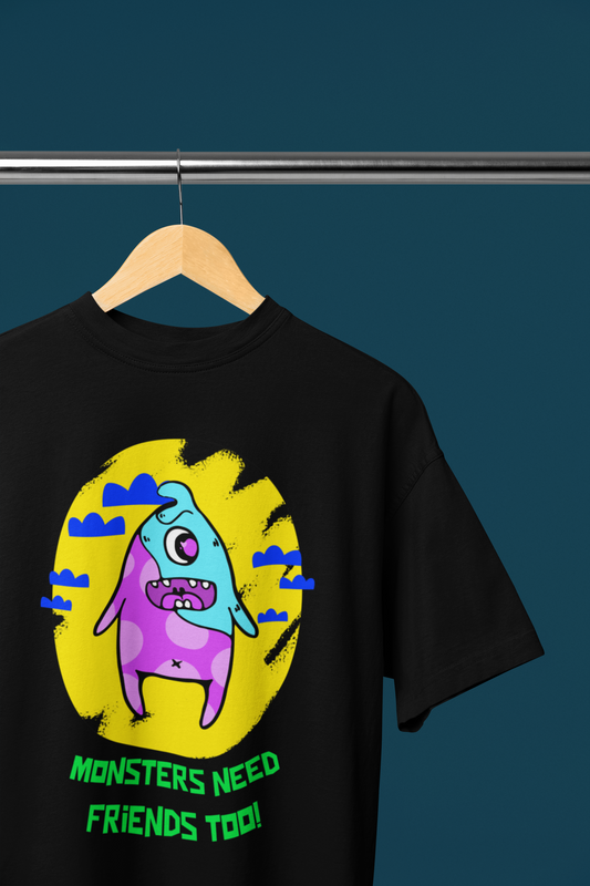 Monster friends black t-shirt